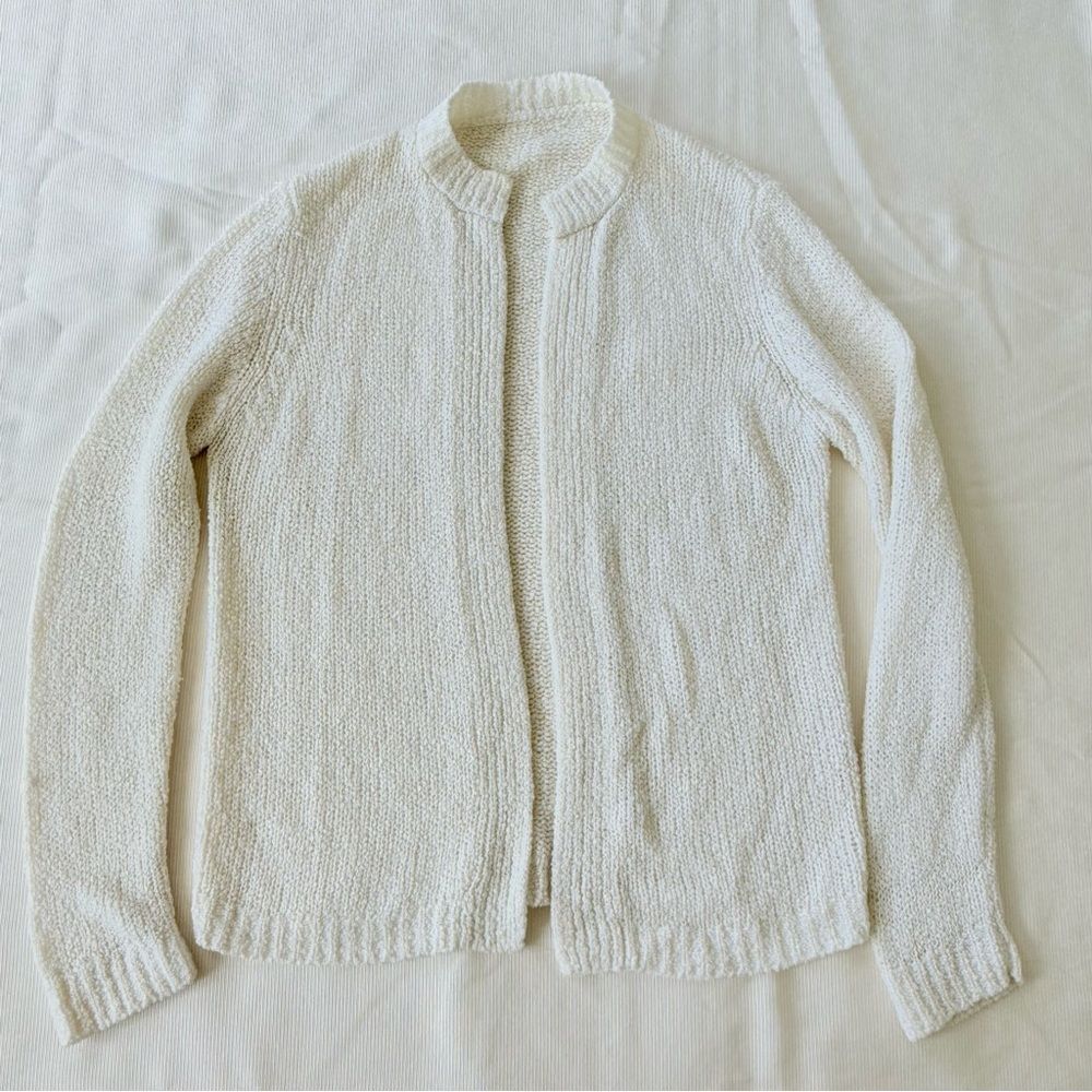 Womens Cardigan Sweater Knit Longsleeve Stretchy Casual White Small